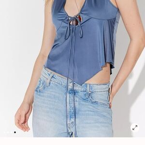 Free People Intimately Indigo Blue Halter Camisole Top NWT Sz XL Sold Out!